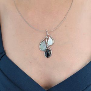 Droplet Necklace LIA SOPHIA Designer Tag Black White Gray Mother of Pearl